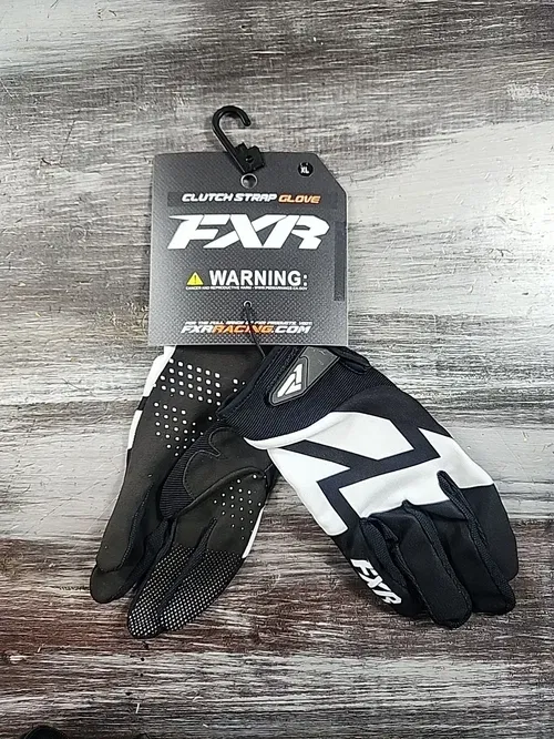 FXR Racing Clutch Strap Mens Off Road Dirt Bike Motocross Gloves Black White XL