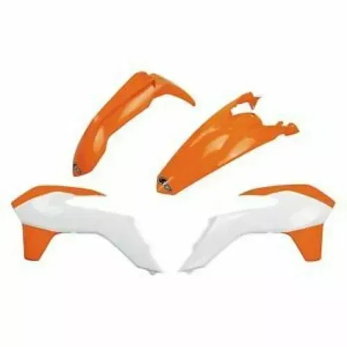KTM 500 EXC 2014-2016 UFO COMPLETE PLASTIC KIT ORANGE/WHITE KTKIT516-999W