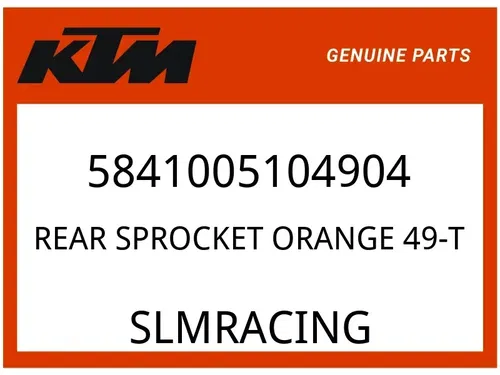 KTM OEM Part 5841005104904 REAR SPROCKET ORANGE 49-T