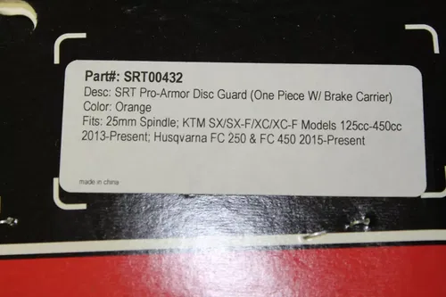 SRT PRO ARMOR BRAKE DISC GUARD ORANGE SRT00432 25mm SPINDLE KTM SEE DESC FOR FIT