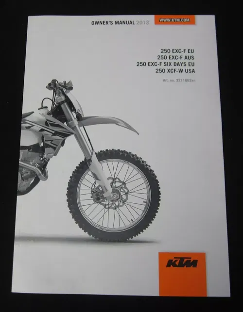 OWNERS MANUAL BOOK 2013 KTM 250 EXC-F/EXC-F SIX DAYS/XC-W 3211862EN