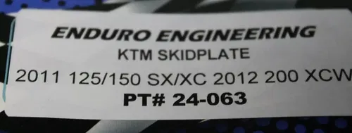 SKID PLATE 24-063 2011 KTM 125/150 XC/SX ENDURO ENGINEERING