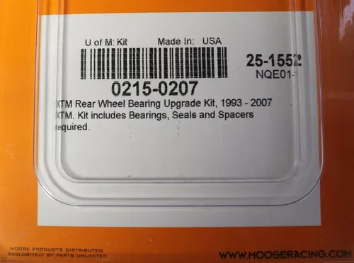 Rear Wheel Bearing Kit Moose Racing 02150207 KTM 1993 - 2007
