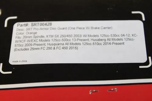 BRAKE DISC GUARD ORANGE SRT00428 20mm SRT PRO ARMOR SPINDLE KTM SEE DESC FOR FIT