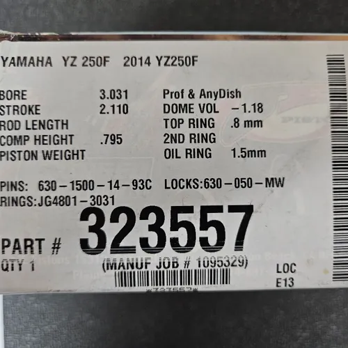 JE Piston Kit For 2014 Yamaha YZ250F