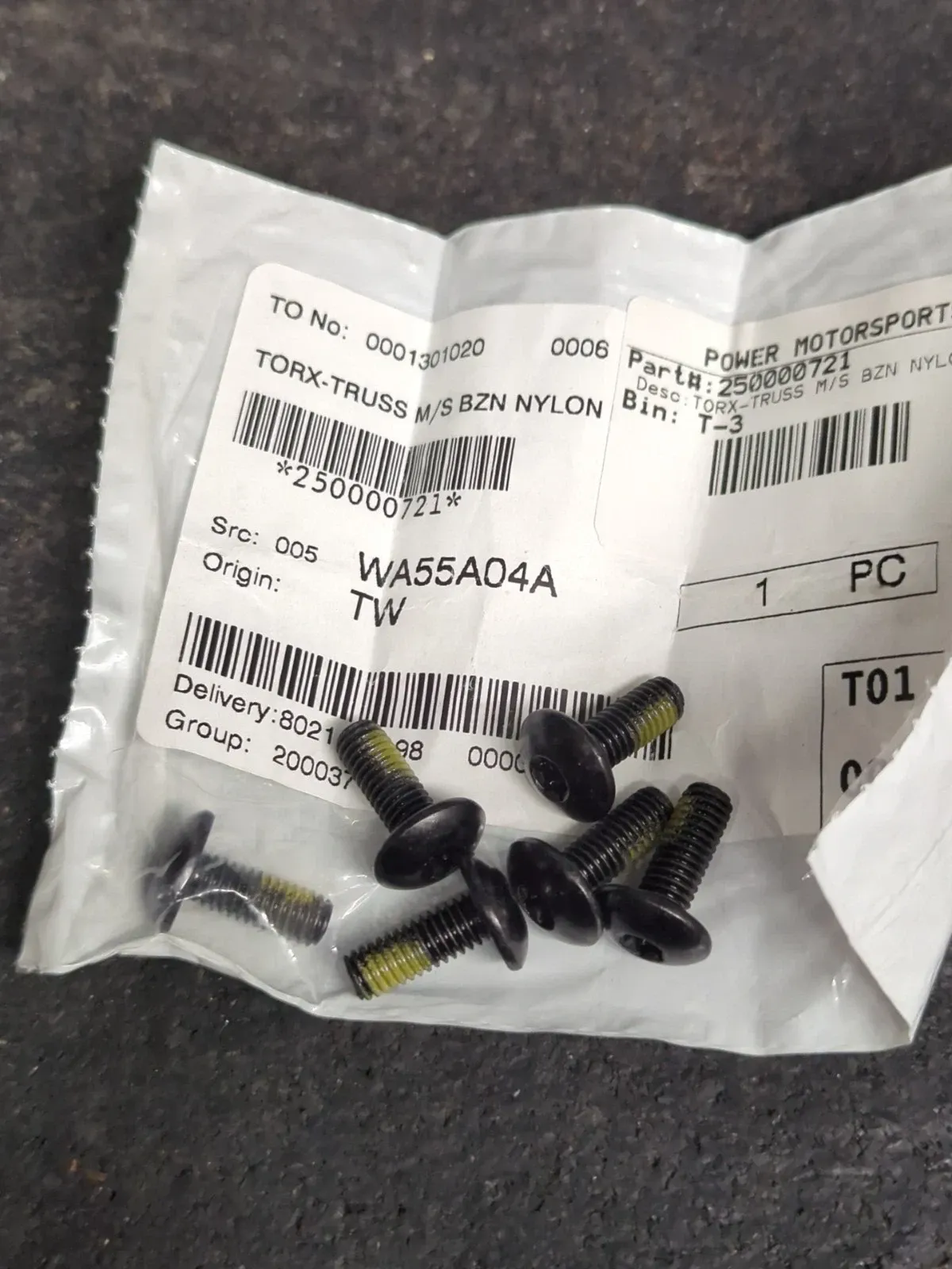 (6)  250000721 Screw NOS Torx Truss Screw M6 X 16