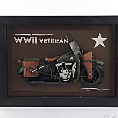 Vintage WW11 Harvey Davidson Motorcycle Painting