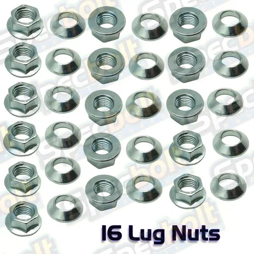 16 Specbolt ATV Wheel Lug Nut Kit Fits ATVs M10-1.25 Flange Nuts & Taper Adaptor
