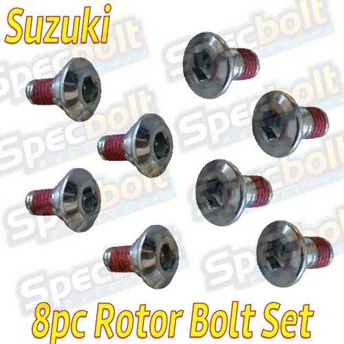 8PC ROTOR BOLT KIT SUZUKI RMZ250 RMZ450 RMZ 450 250 FRONT REAR DISC BRAKE BOLTS