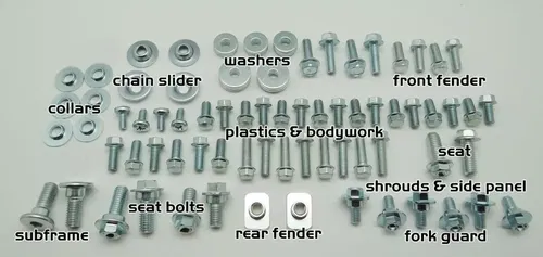 BODY BOLT KIT KAWASAKI KX 60 65 80 85 125 250 500 PLASTICS F&R FENDERS SEAT