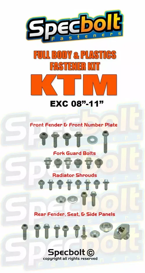 Specbolt Fastener Body Plastics Bolt Kit: KTM EXC 2008-11 #0811 Fender Seat Fork