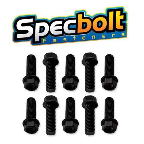 10 Specbolt M8-1.25x25mm Black Wurks Bolts for motorcycles and ATV
