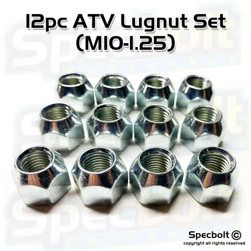 12pc M10-1.25 ATV ATC Lug Nuts Honda Suzuki Kawasaki 3 Wheeler lugnuts M10 1.25