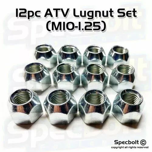 12pc M10-1.25 ATV ATC Lug Nuts Honda Suzuki Kawasaki 3 Wheeler lugnuts M10 1.25
