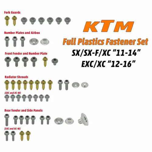 Specbolt Full Plastics fastener bolt kit for KTM SX SXF EXC XC XC-W 2011-2016
