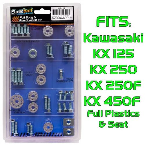 KX KXF Full Body Plastics Bolt Kit KX125 KX250 KX250F KX450F Kawasaki #KKA-16