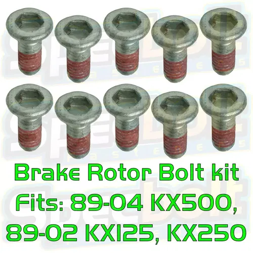 10PC ROTOR BOLT KIT KAWASAKI KX125 KX250 FRONT REAR DISC BRAKE BOLTS