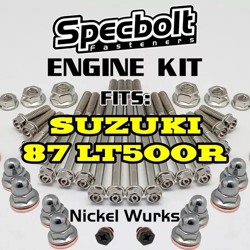 88-91 LT500R Engine Bolt Kit Suzuki QUADZILLA Specbolt Nickel Wurks w Ti Look