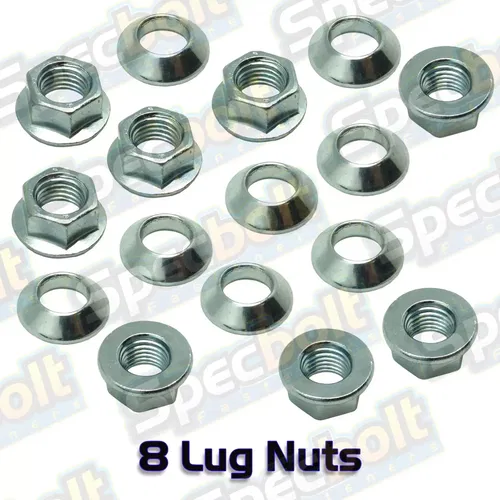 16pcs Specbolt ATV Lug Nut Kit All ATV  M10x1.25 Flange Nut w Adaptors. 2 Wheels