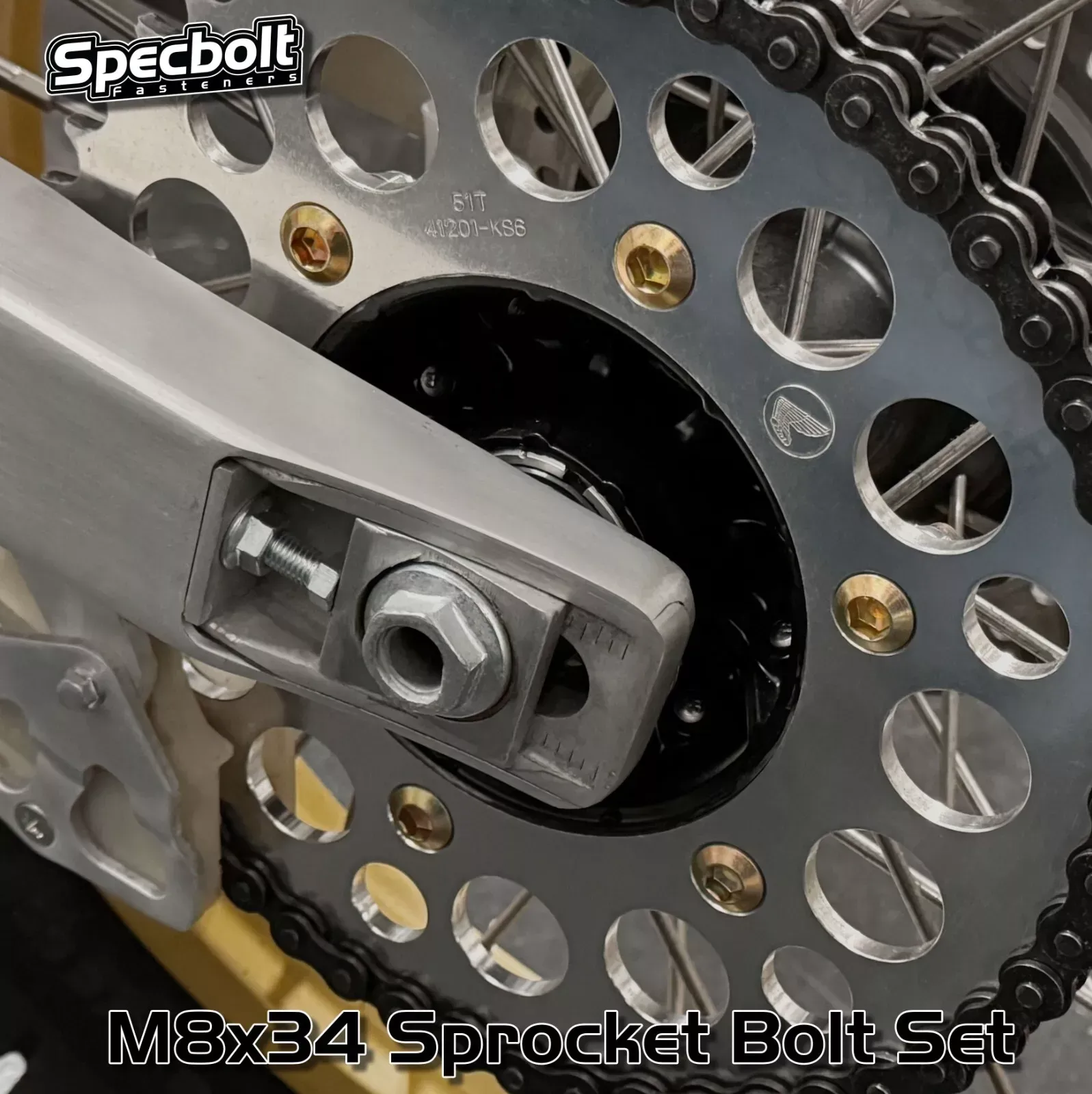 SPROCKET BOLT KIT M8x34 YAMAHA YZ IT 80 125 175 200 250 465 490 TT 350 600 TTR