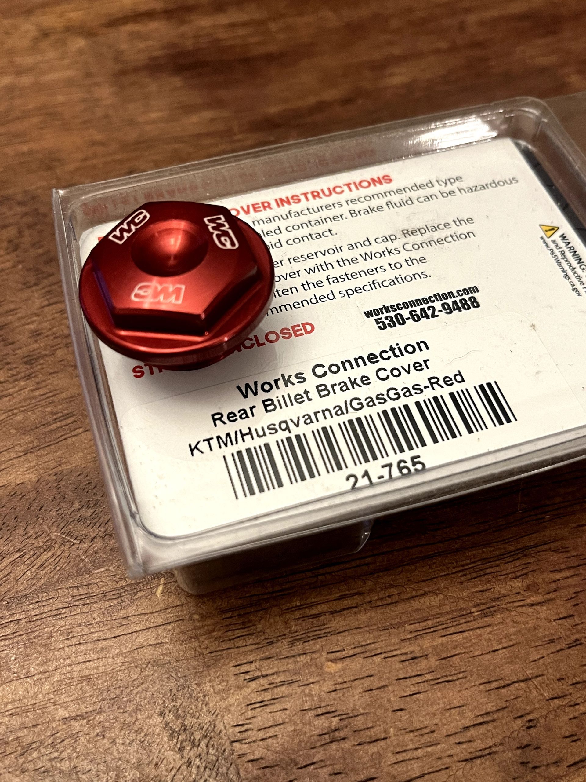 NEW Works Connection Rear Billet Brake Cover - KTM/GAS/HUS - RED - 21-765