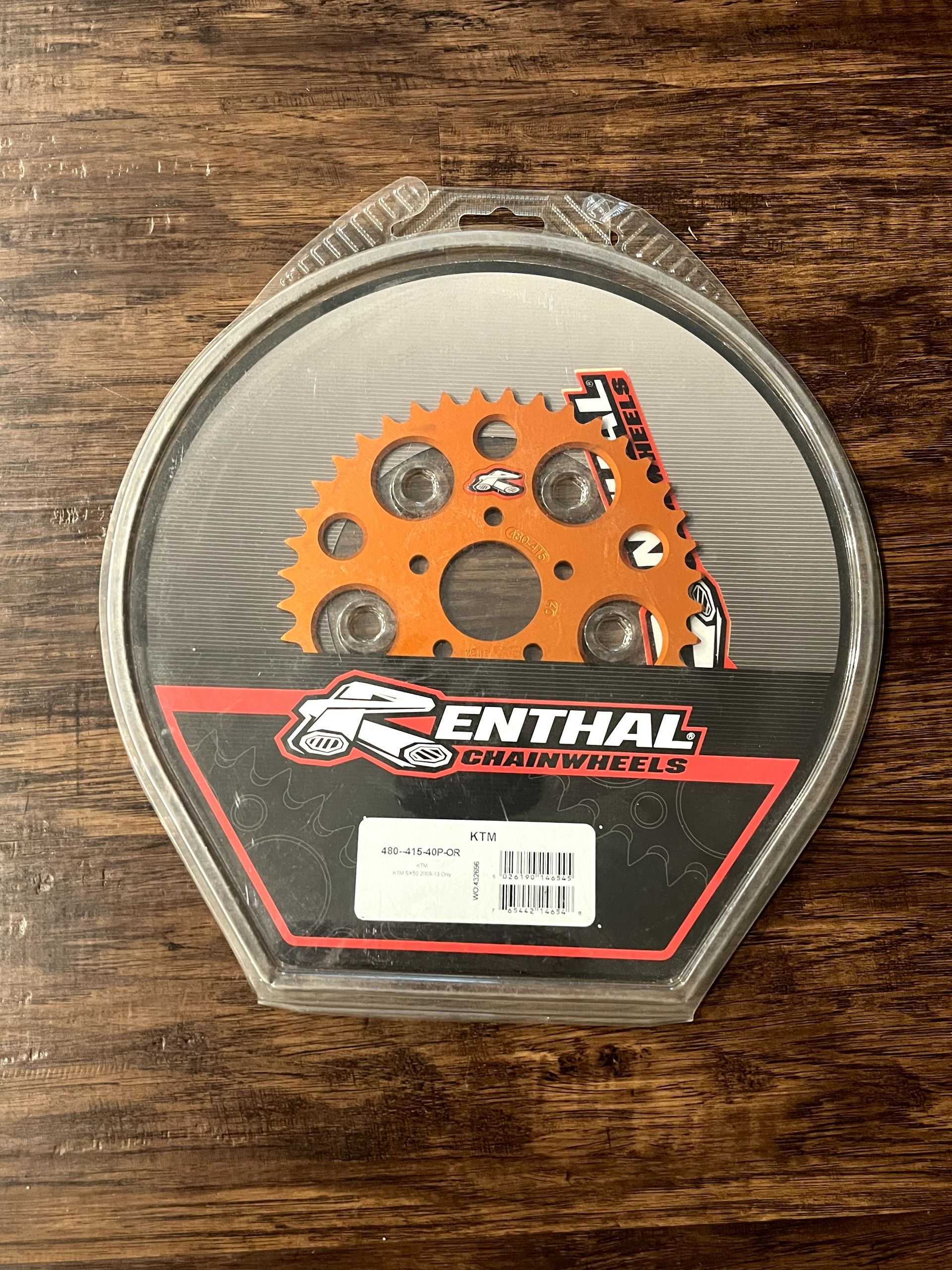 NEW Renthal Rear Sprocket 40 Tooth Orange - 2009-2013 KTM 50 SX - 480-415-40P-OR