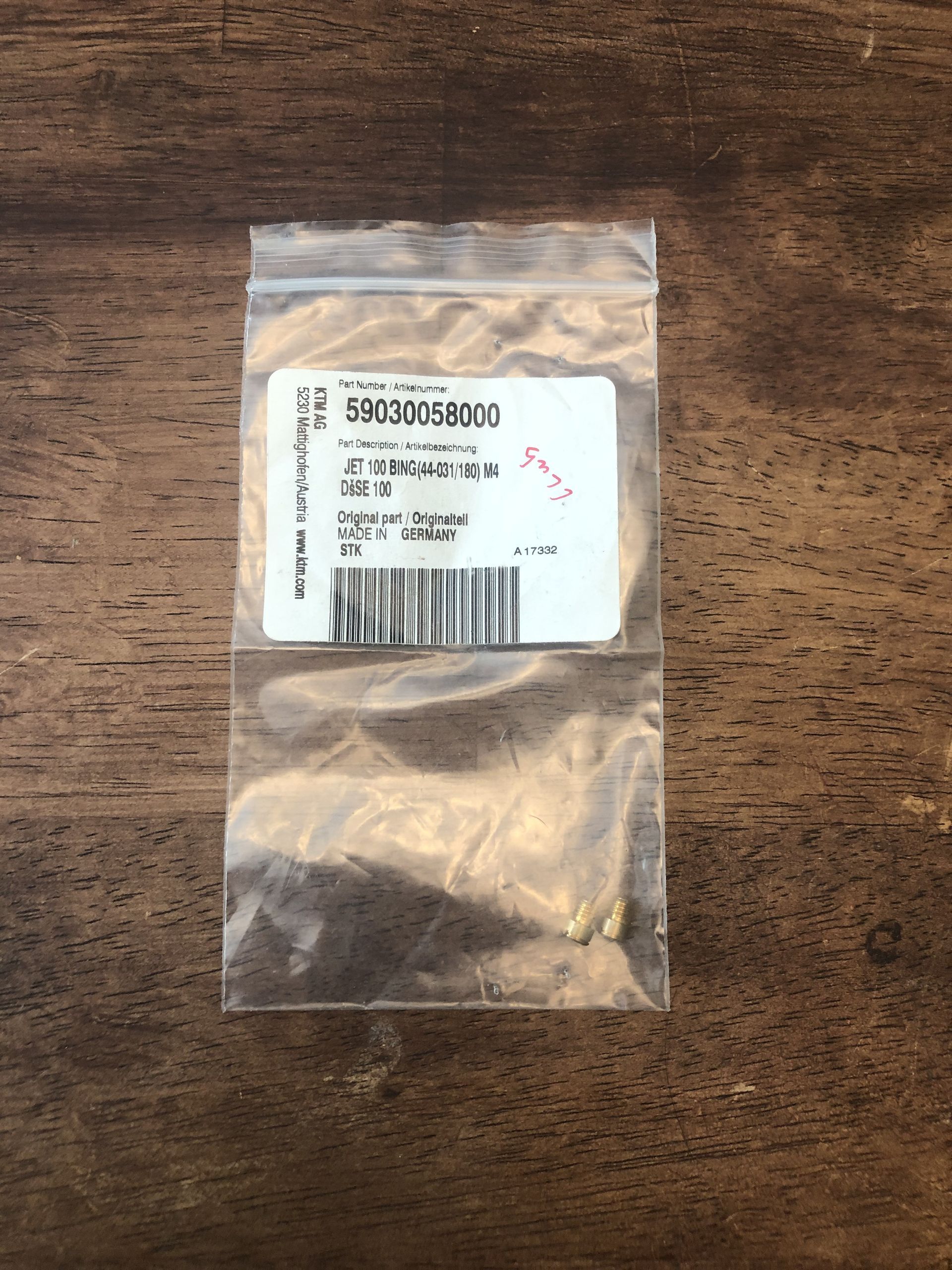 (2) NEW KTM OEM Jet 100 Bing (44-031/180) M4 Carburetor Jet - 59030058000