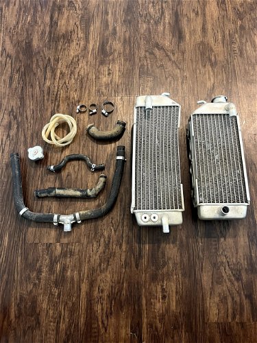 10-16 KX250F OEM Left Right Radiator Set W/ Hoses, Clamps, and Cap