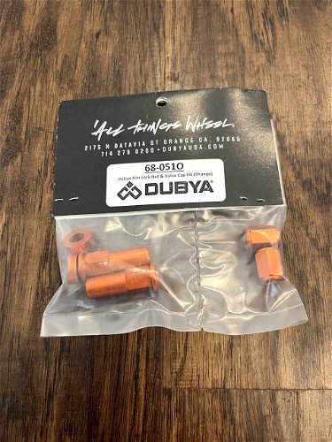 NEW Dubya Rim Lock Nut and Valve Stem Cap Kit - ORANGE