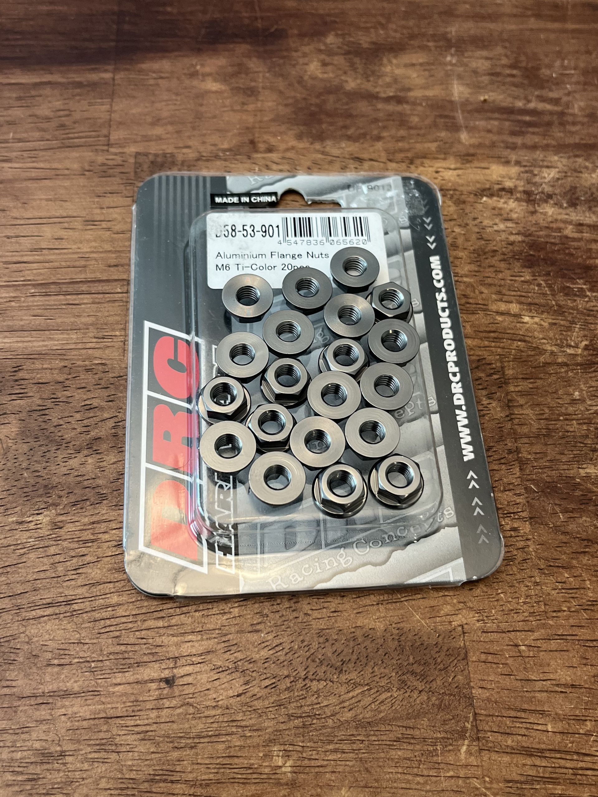 NEW DRC Aluminum Flange Nuts - Ti-Color Titanium Grey 20 pcs - D58-53-901