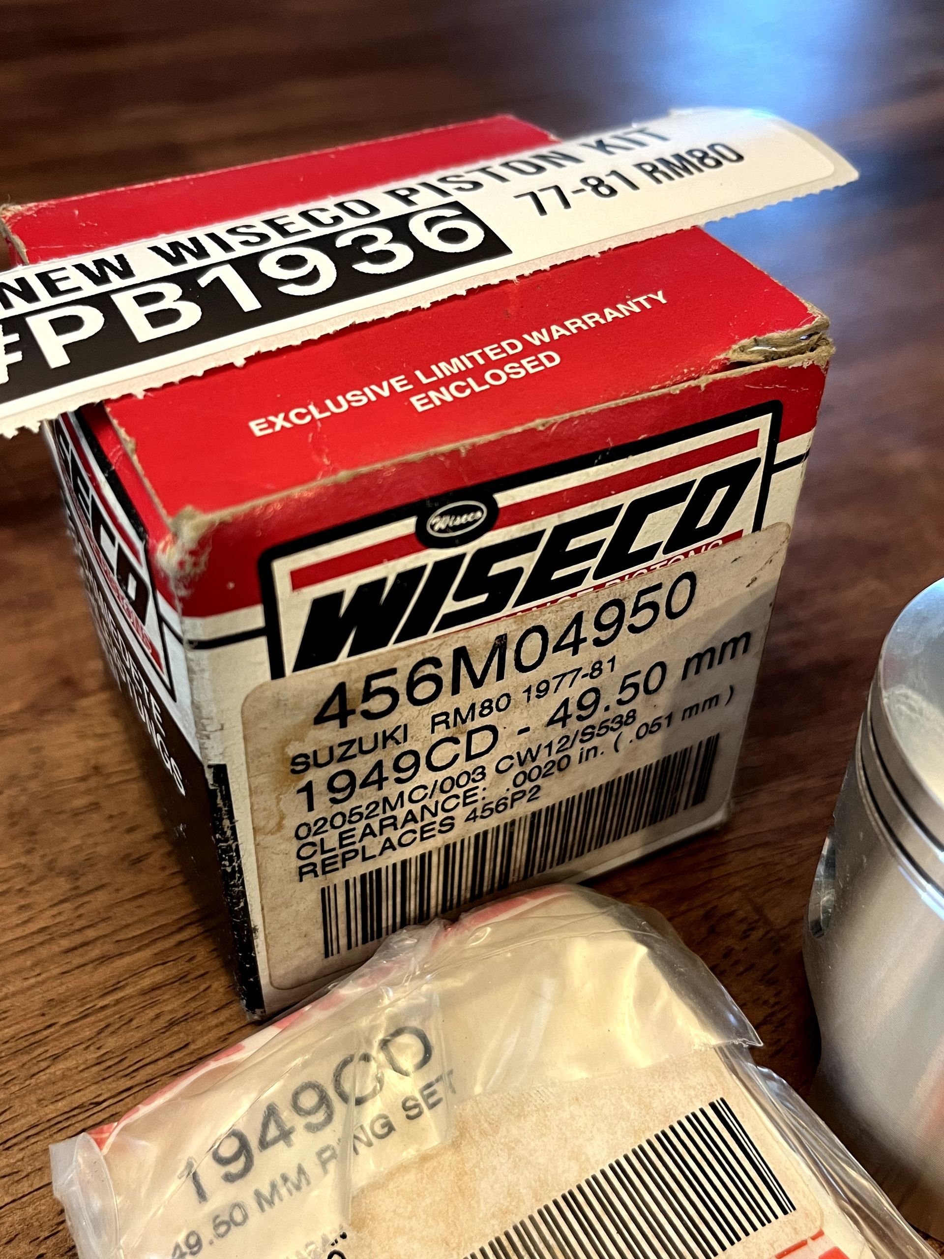 NEW 77-81 RM80 Wiseco Complete Pro Lite Piston Kit - 49.50 mm Bore - 456M04950