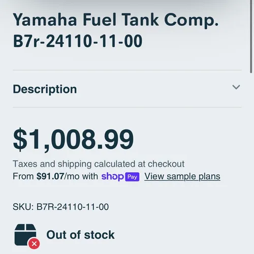 2018-2023 YZ450f OEM Fuel Tank Oversized W/ Fuel Pump 