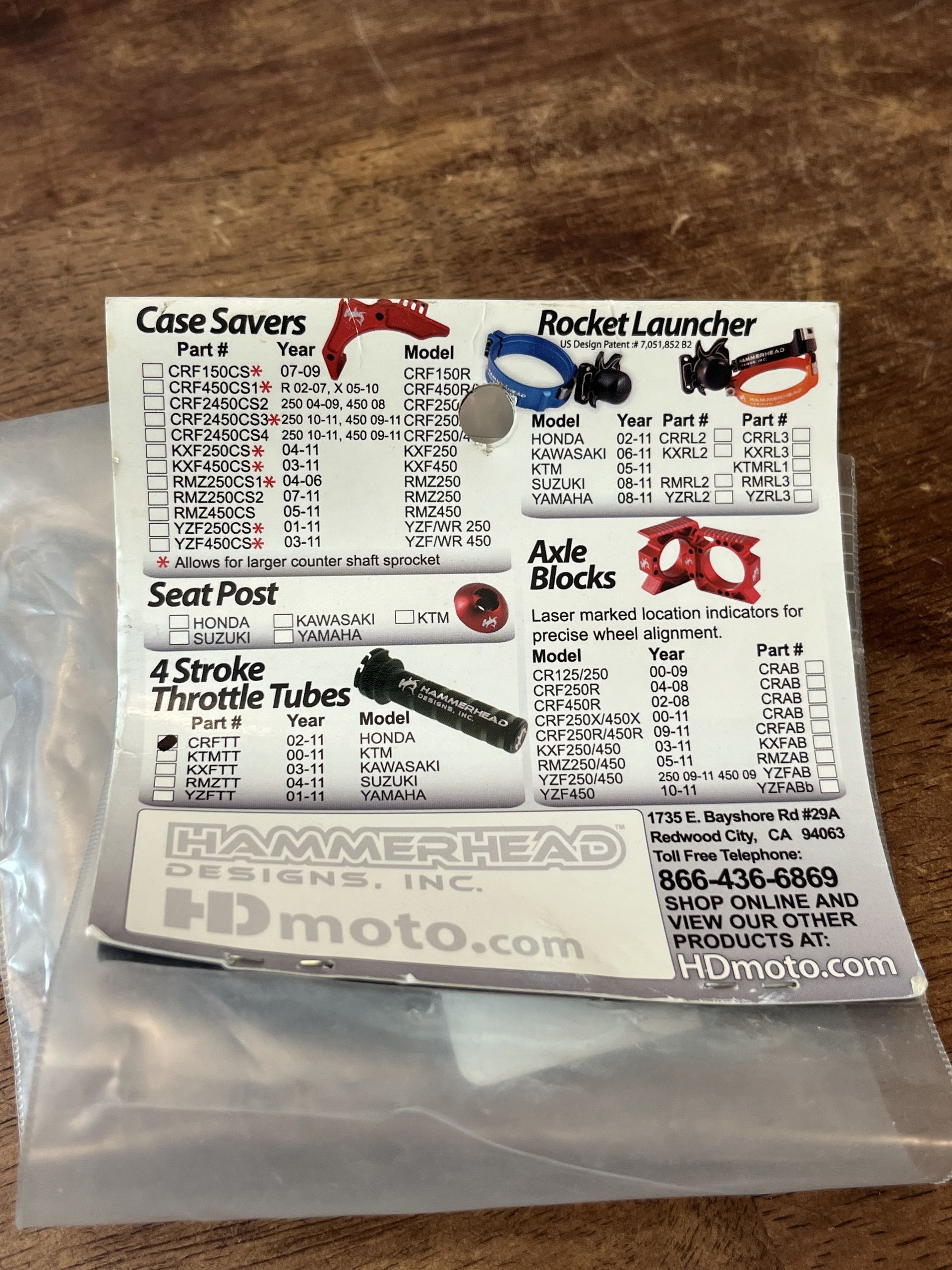 NEW Hammerhead Designs Aluminum Throttle Tube RED - 2002-2026 CRF 250 450 R RX 