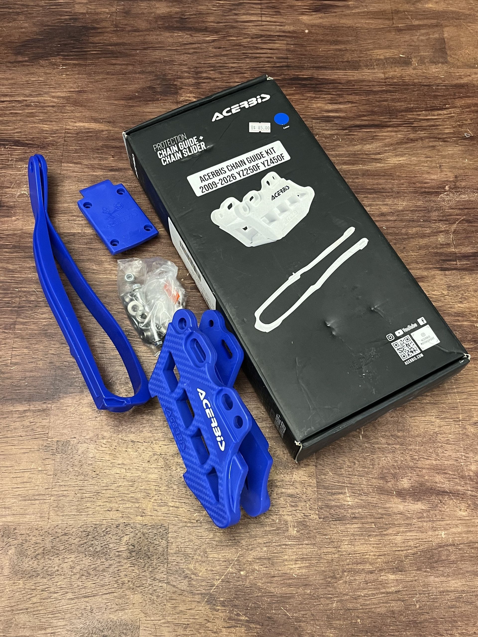 NEW Acerbis 2.0 Chain Guide Slider Kit Blue - 2023-2026 Yamaha YZ250F YZ450F FX
