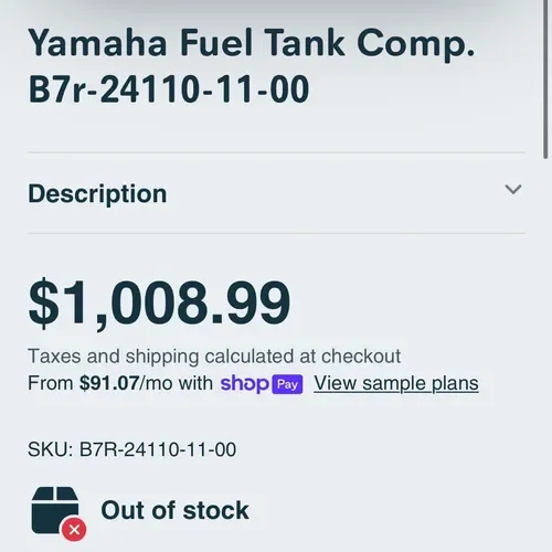 NEW 2018-2023 YZ450F YZ250F Oversized OEM Gas Tank W/O Fuel Pump