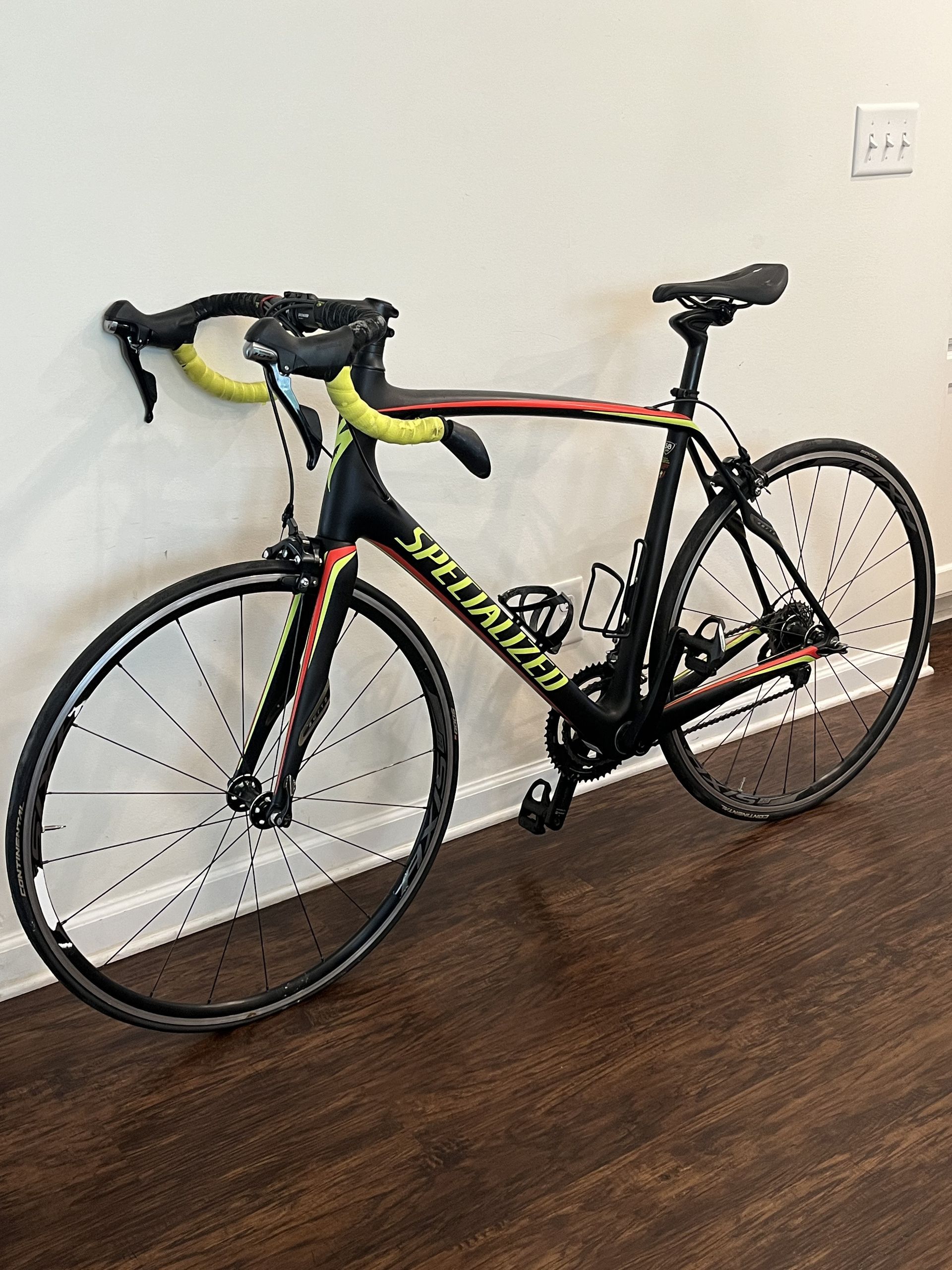 2016 Specialized Roubaix SL4 Comp Shimano Di2 56cm - Satin Carbon / Red / Hyper