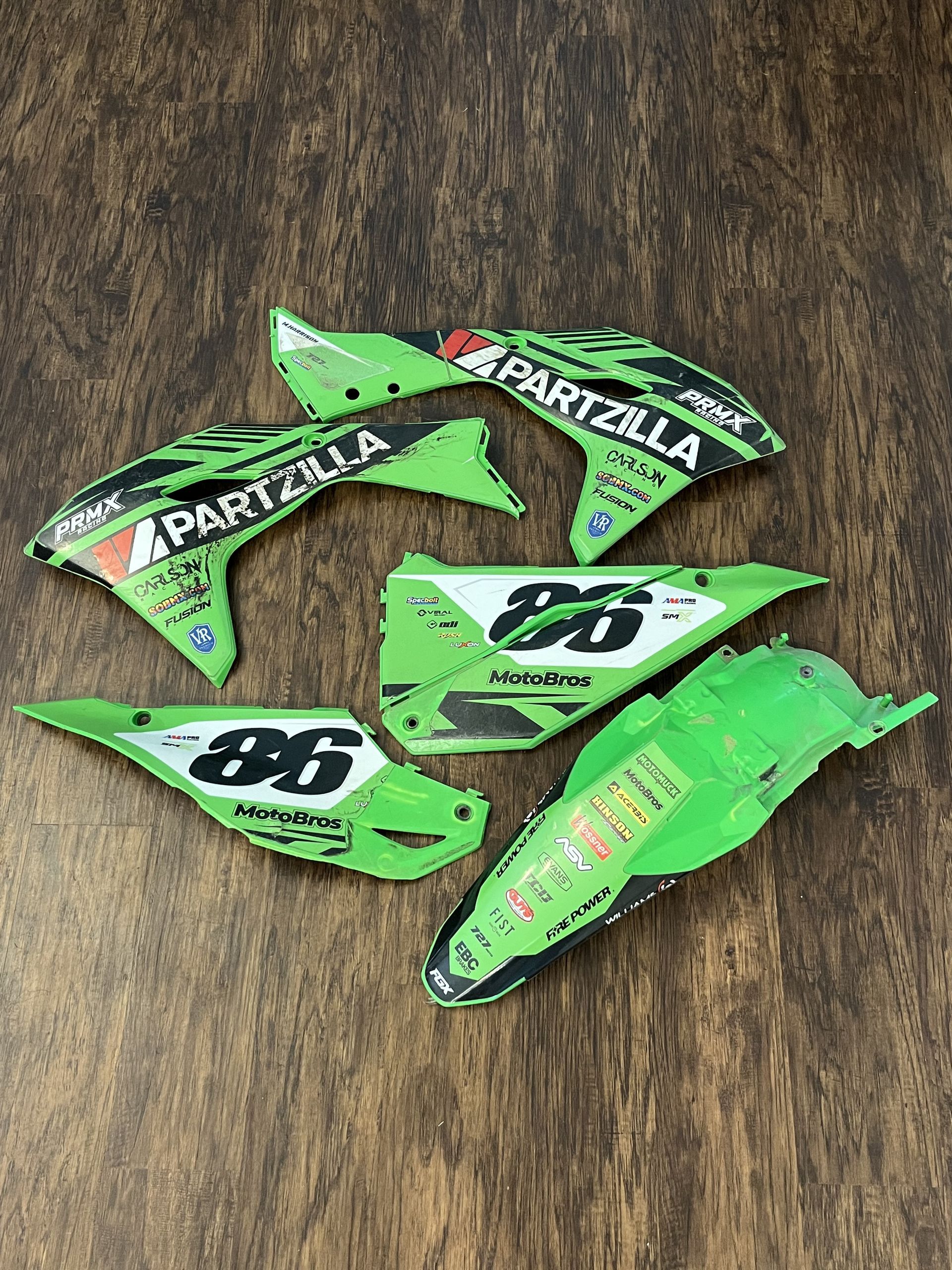 2025 KX250 KX450 Partzilla Kawasaki RACE USED Plastic Kit - Mitchell Harrison