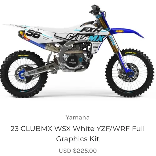NEW SKDA Club Mx WSX White Graphics Kit- Yz250f Yz450f
