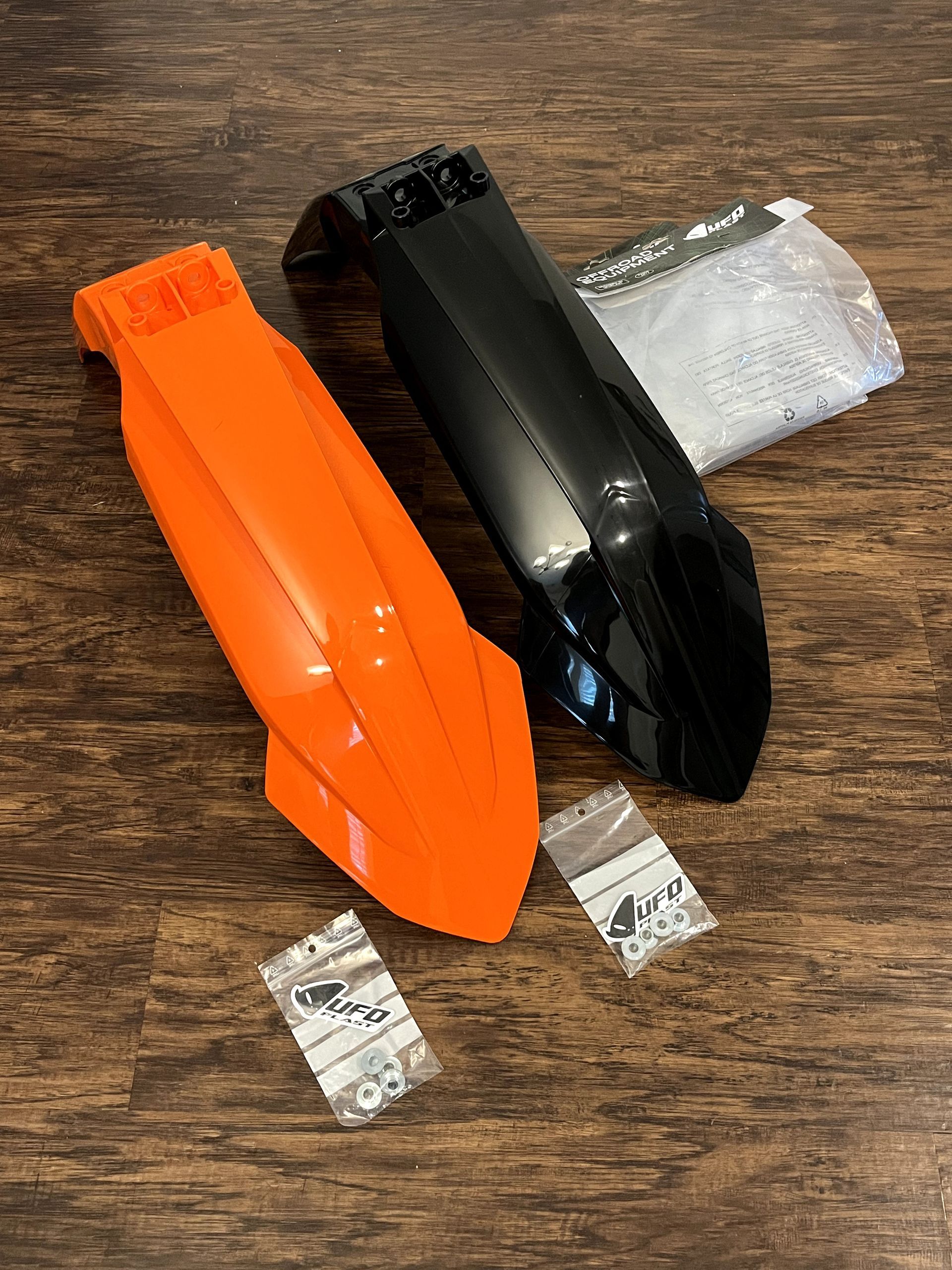 2 NEW UFO Front Fenders - Orange Black - 2023 KTM 125 250 350 450 SX SXF XC XCF