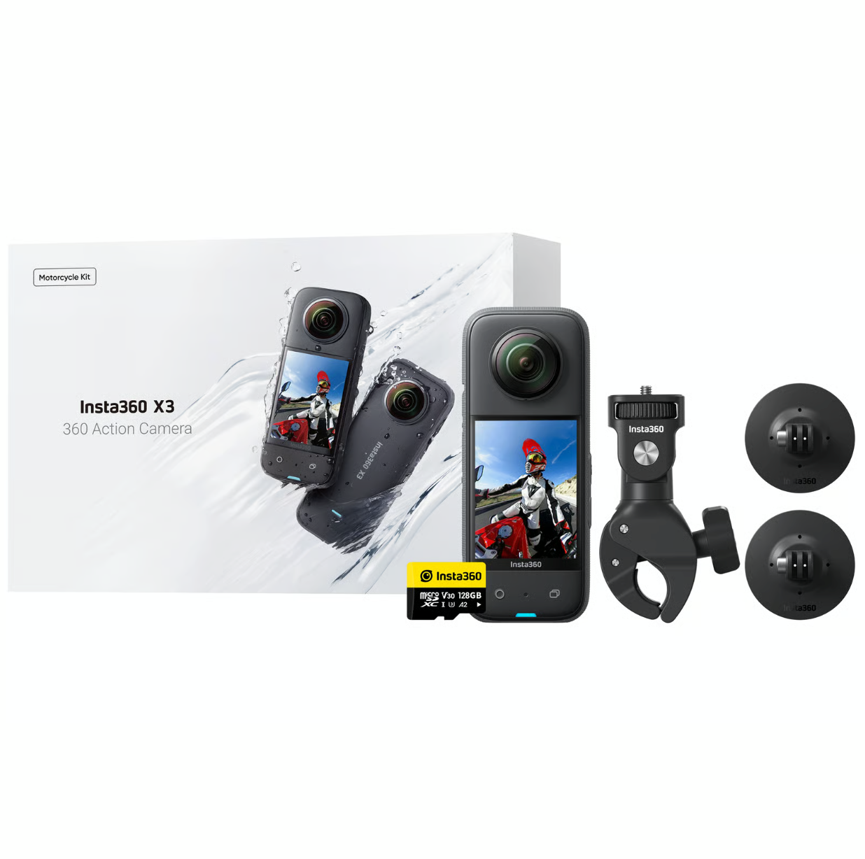 Insta360 X3 Motorcycle Camera Bundle With SD Card