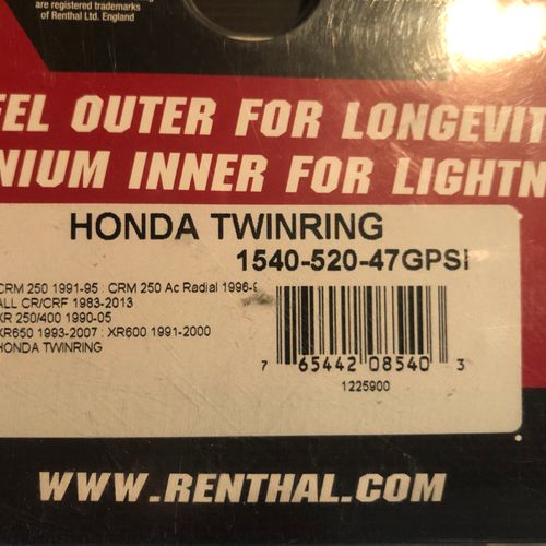 New 47 Tooth Honda CR / CRF Rear Sprocket Renthal Twin Ring 