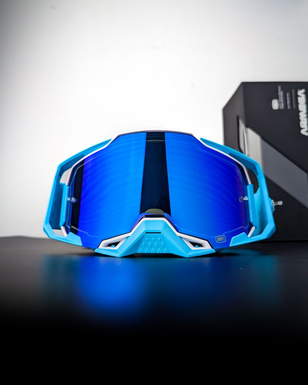 maco♡♡♡ 100% Armega Goggles Candy Blue w/ Mirror Blue Lens SAME DAY