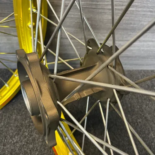Suzuki RM125 RM250 Wheels Excel Yellow Rims Cerakote Hubs Rebuild NEW