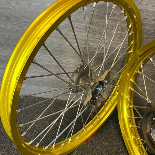 Suzuki RM125 RM250 Wheels Excel Yellow Rims Cerakote Hubs Rebuild NEW