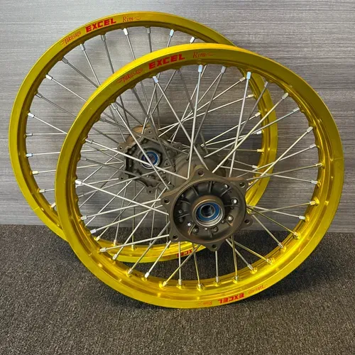 Suzuki RM125 RM250 Wheels Excel Yellow Rims Cerakote Hubs Rebuild NEW