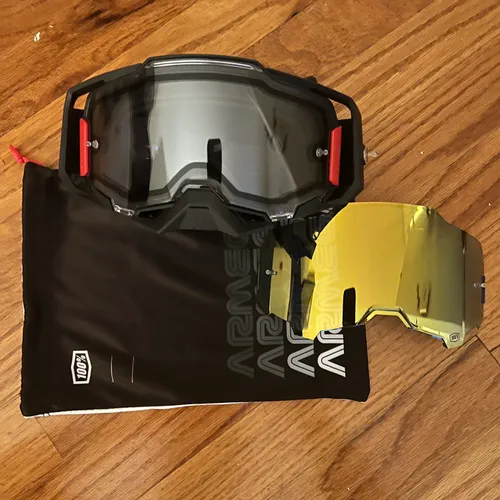 100% Armega Goggles with Gold Mirror Lens