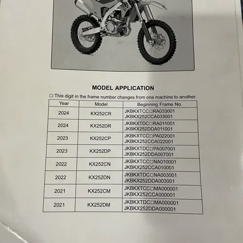 Kawasaki OEM Genuine Service Manual 2021-2024 KX250 KX250X 99830-0039-07
