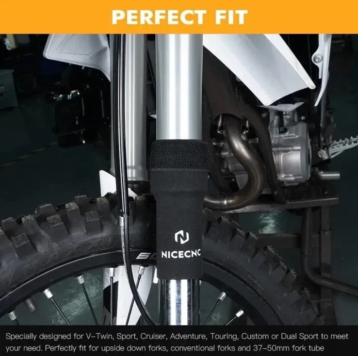 NICECNC Black Front Fork Sock 6" Seal Protectors,Upside Down Seal Savers Covers