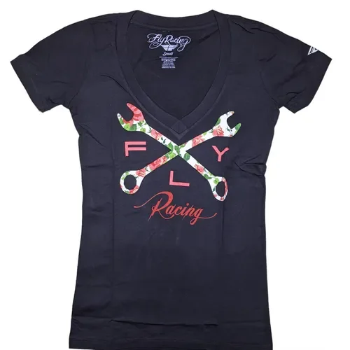Fly Racing Cross Rose Tee Black Small 356-0310S and Large 356-0310L