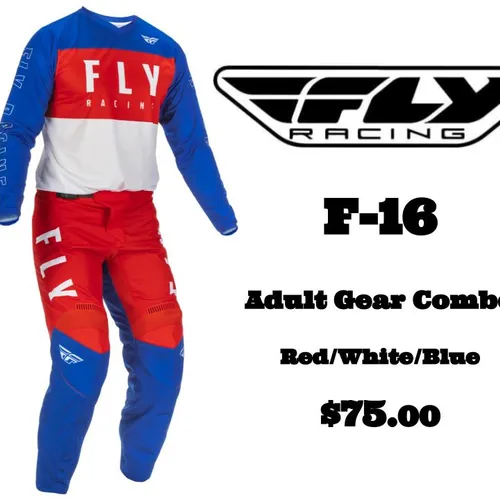 2022 Fly Racing F-16 Adult Gear Combo *NEW* Red/White/Blue
